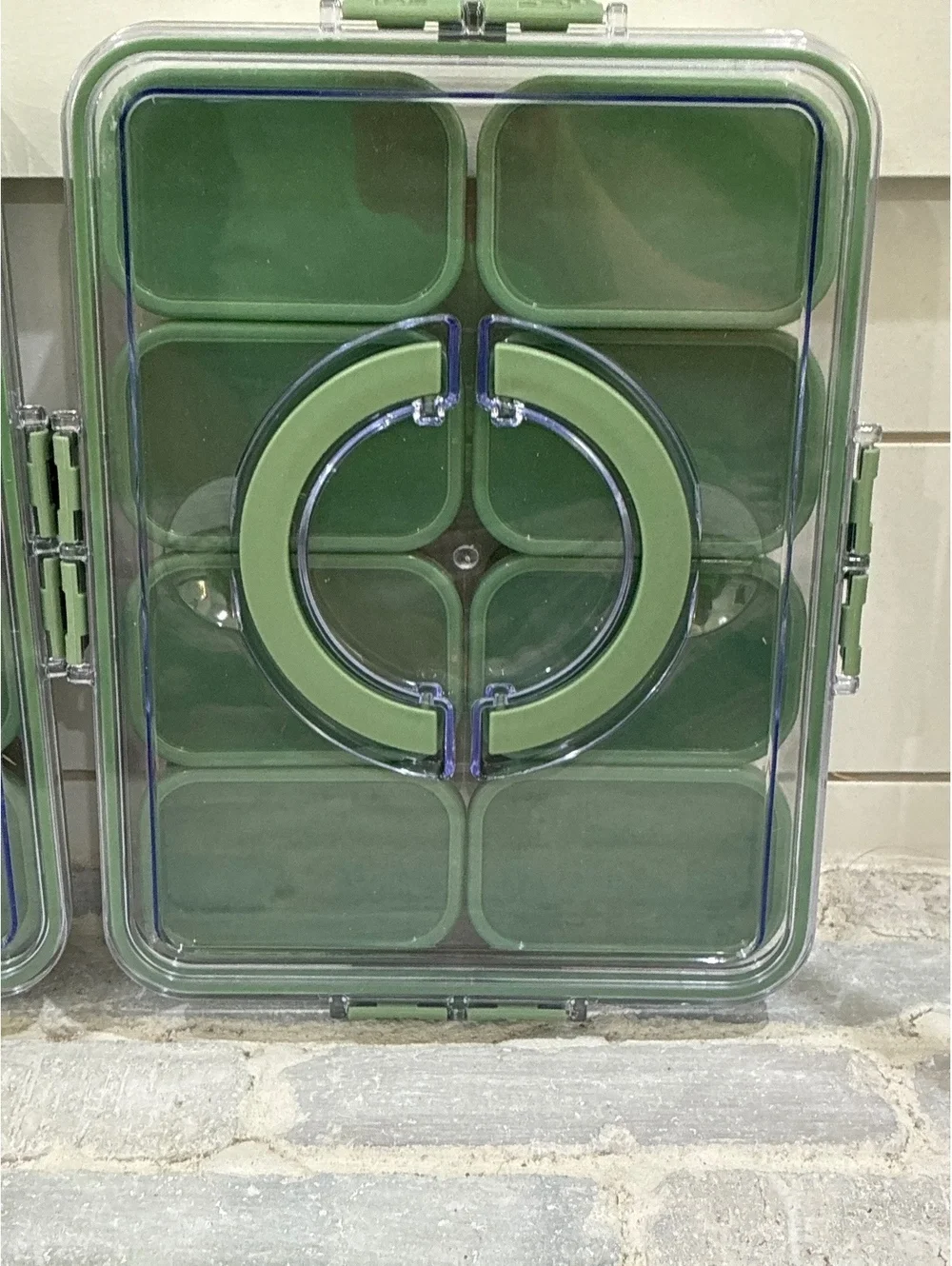 Plastic Storage Organizer Box with 8 Removable Compartments - Green